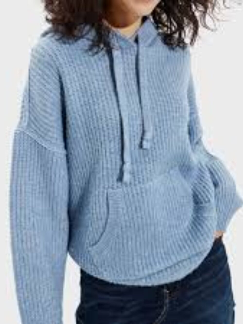 American Eagle Oversized Chunky Ribbed Knit Hoodie Sweater Medium - Picture 7 of 7